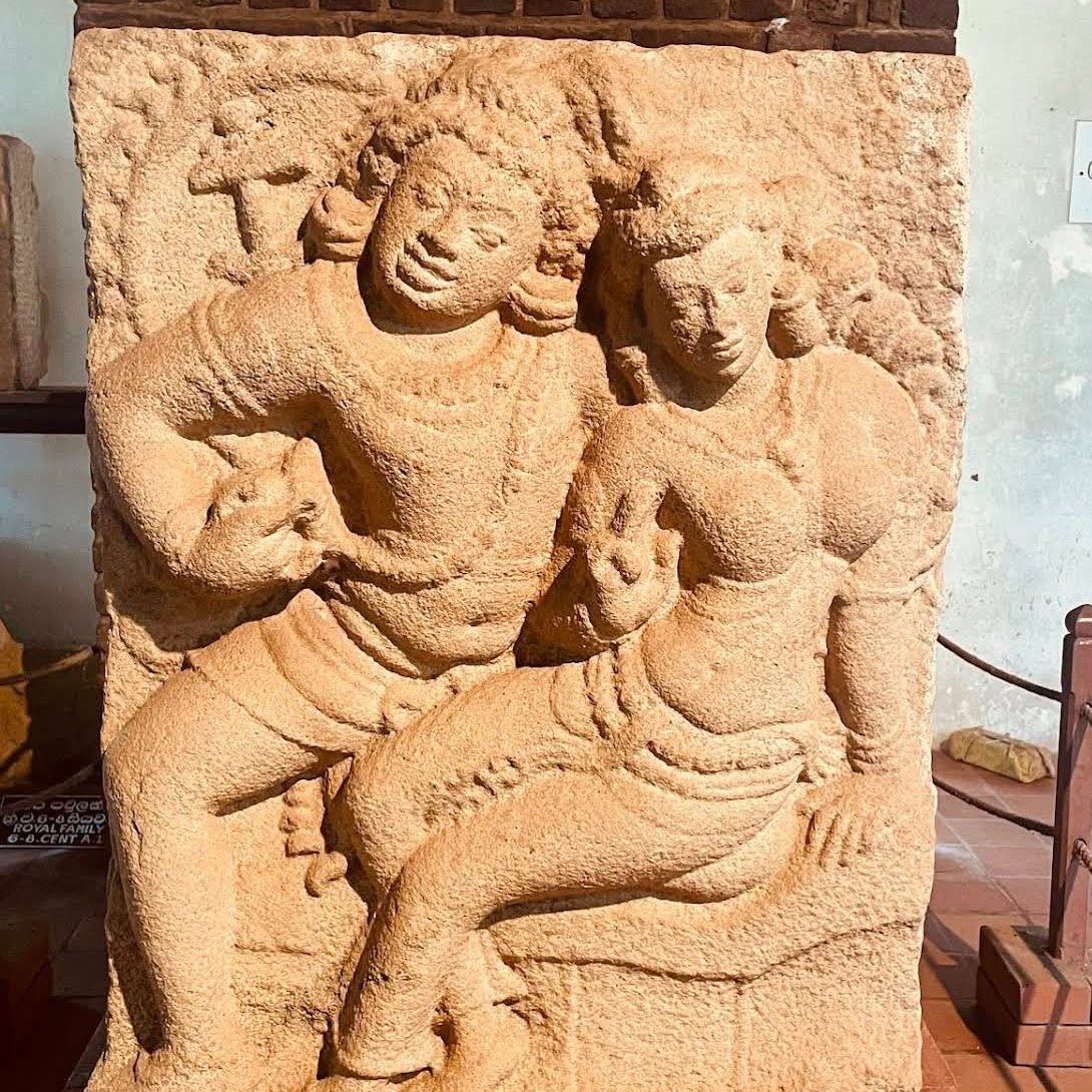 Isurumuniya Lovers ancient stone carving at Isurumuni temple, Anuradhapura, Sri Lanka
