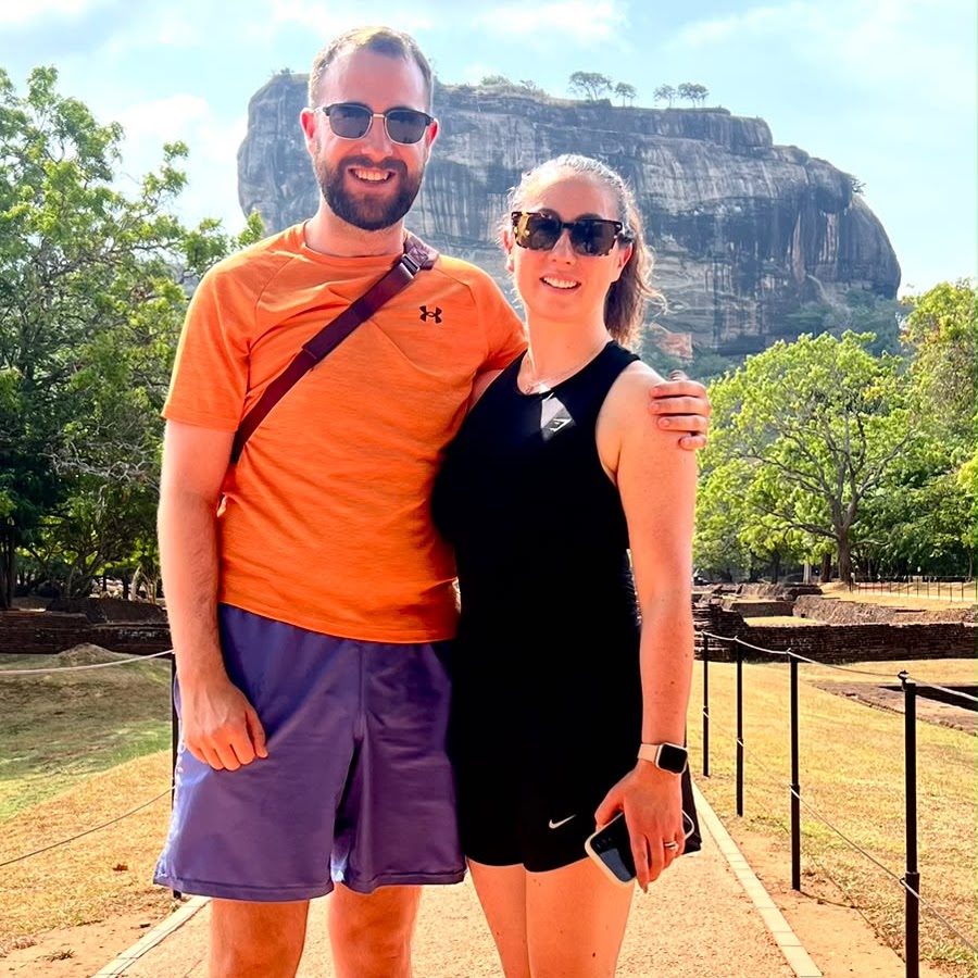 Happy guests at Sigiriya Rock on a private LuxSri Ceylon Travels tour in Sri Lanka